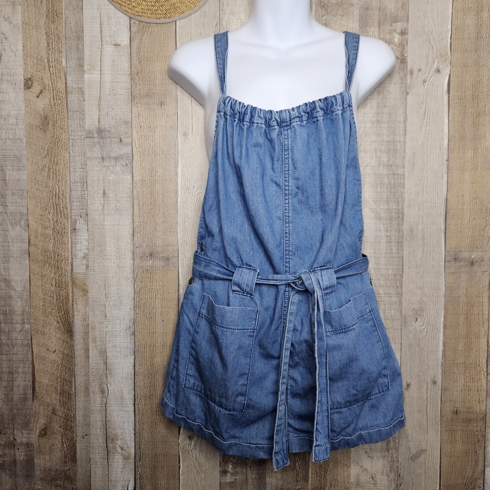 BDG Light Blue Denim Tie-Waist Romper